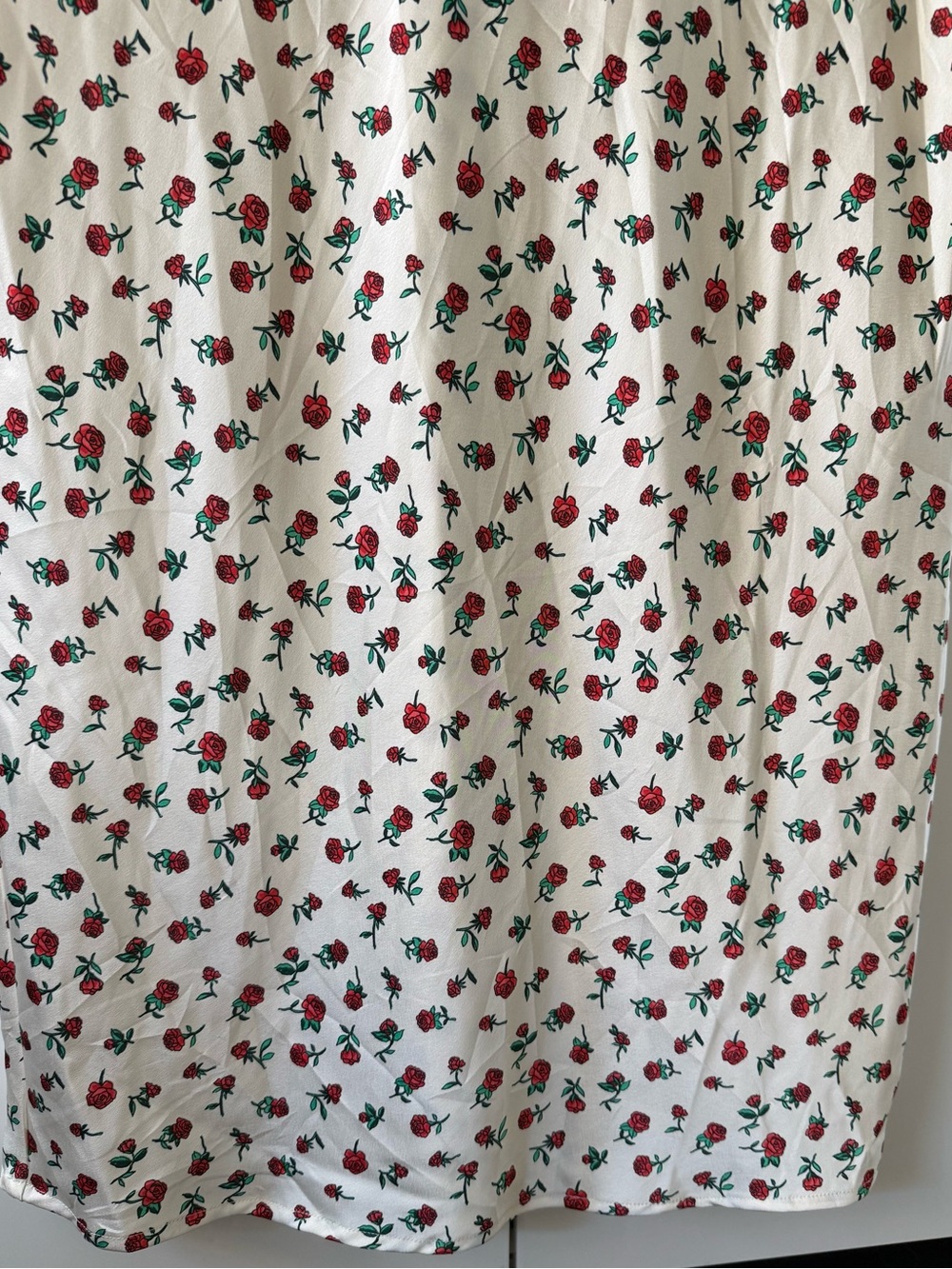 Floral White Maxi Dress with Red Rose Print